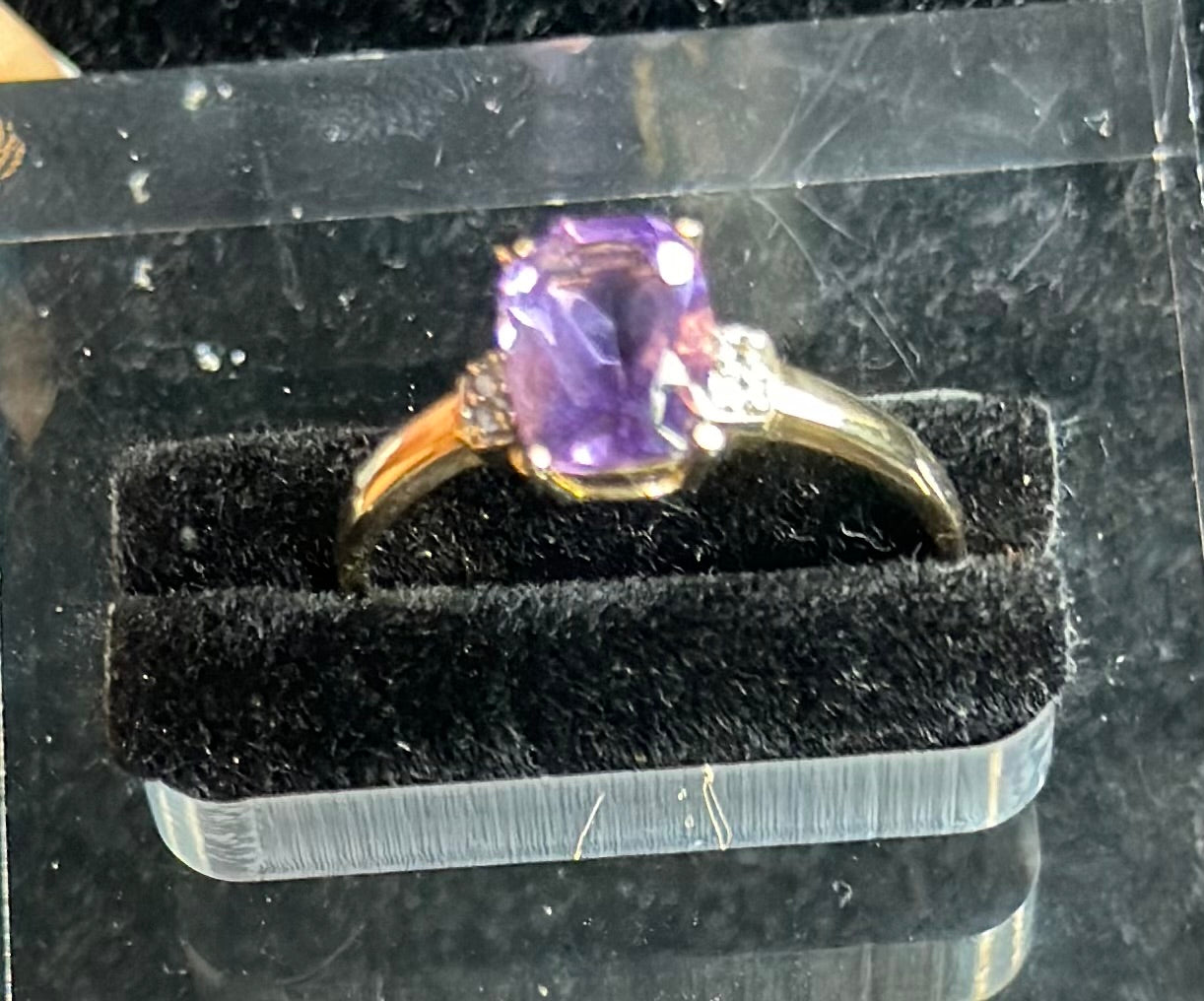 Ring Square Amathiste whit Diamond 14k