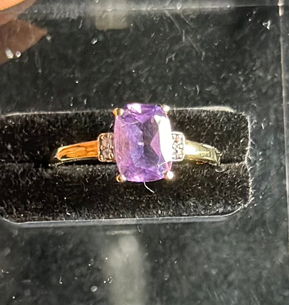 Ring Square Amathiste whit Diamond 14k