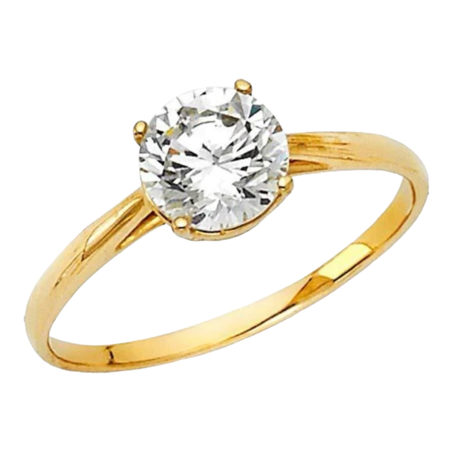Solitaire Ring Moissanite 1CT 6.5mm Diamond Lab. Yellow gold 18k