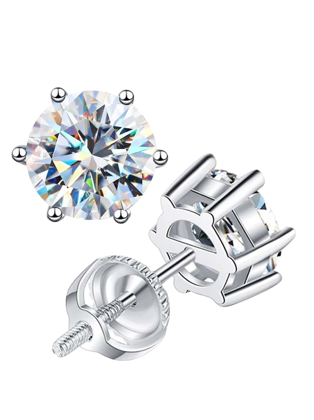 Moissanite Earring White Gold 14k