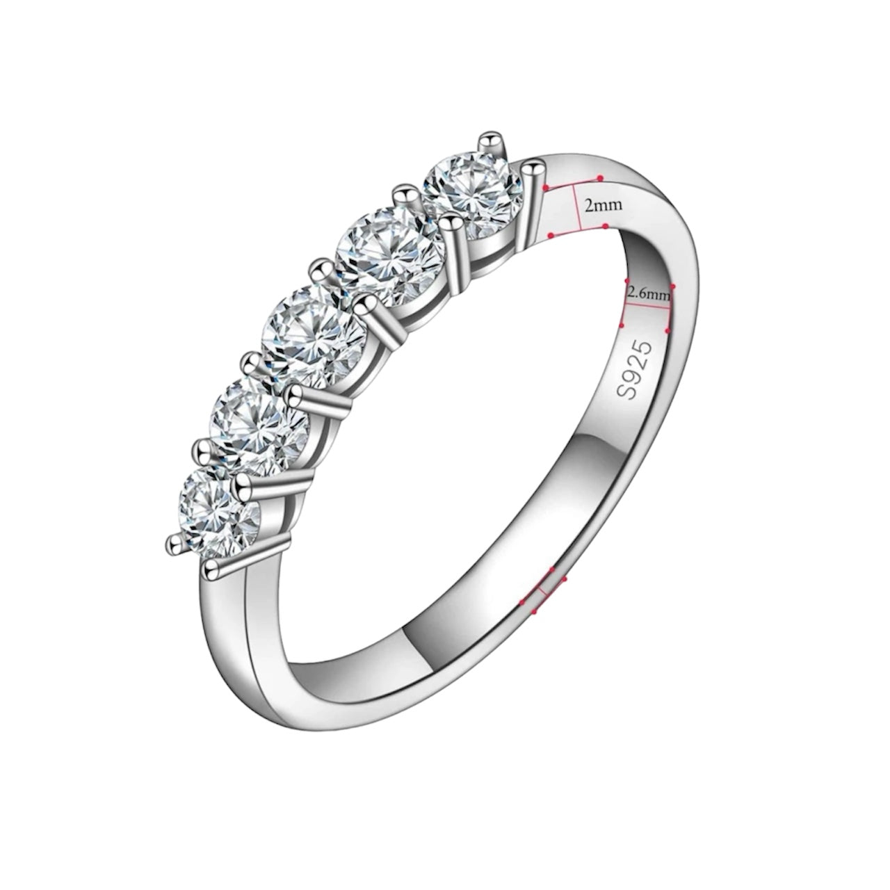 Moissanite Ring Eternity Princess
