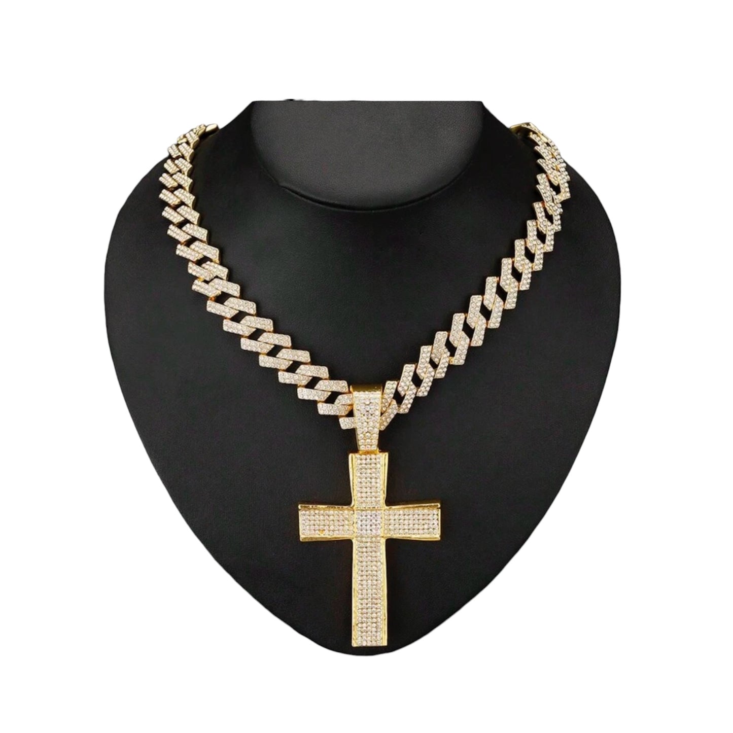 Necklace Shine whit Big Cross Pendant Gold