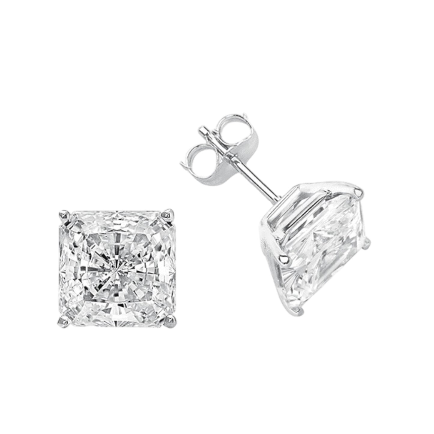 Moissanite Earring White Gold 14k 8mm