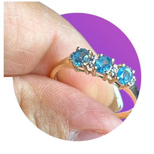 Blue Topaz Ring 14k Yellow Gold