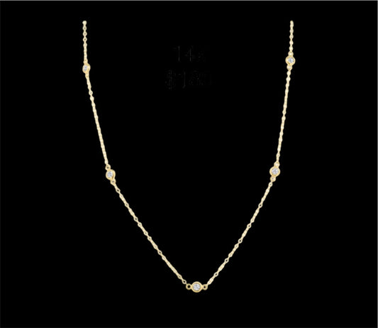 Chain Yellow Gold 14k whit light points cubic zircons.