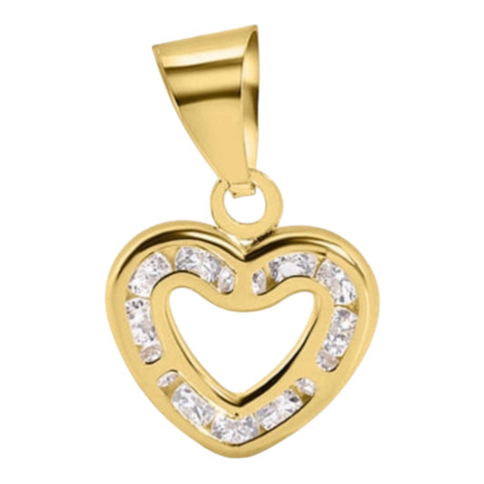 Pendant Zircons Heart Yellow Gold 14k