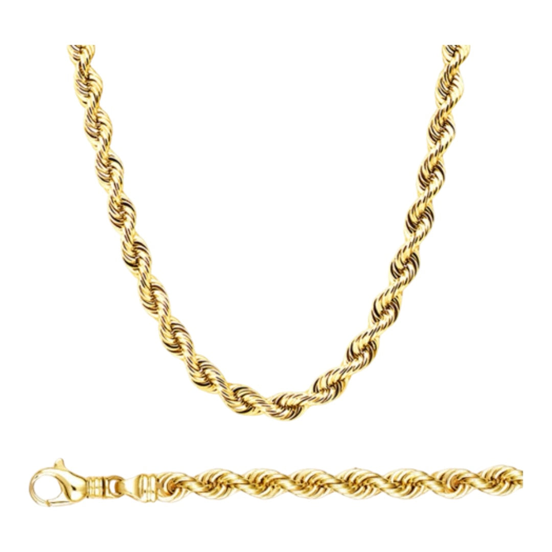 Necklace Rope 5mm yellow Gold 14k