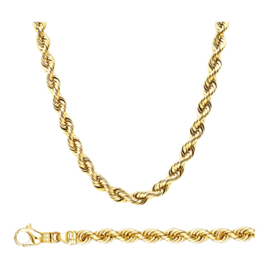 Necklace Rope 5mm yellow Gold 14k