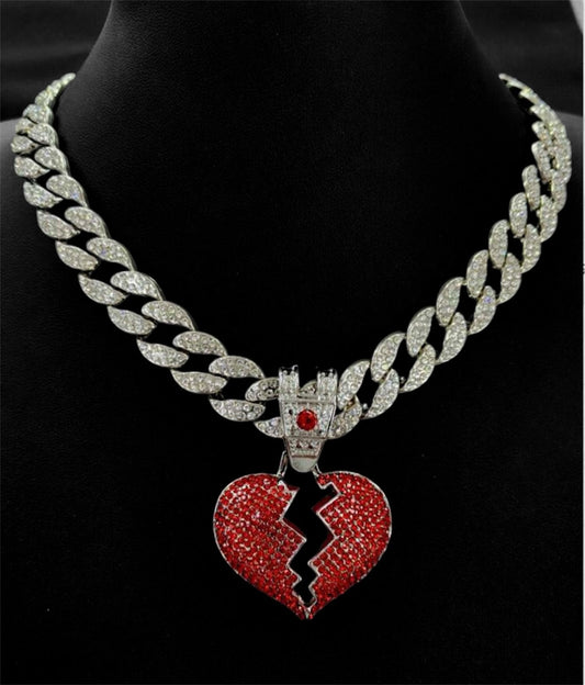 Necklace shine whit Red Heart Pendant