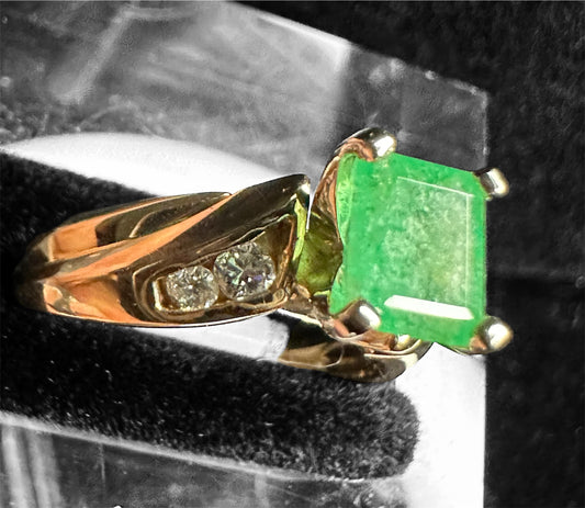 Original Emerald Diamond Ring 14k