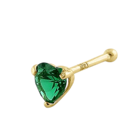 Piercing Nose Green Heart 14k